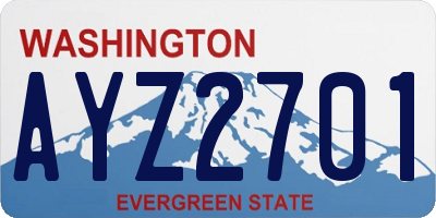 WA license plate AYZ2701