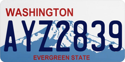 WA license plate AYZ2839