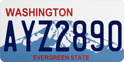 WA license plate AYZ2890