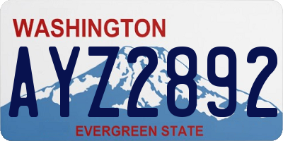 WA license plate AYZ2892