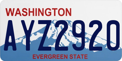 WA license plate AYZ2920