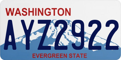 WA license plate AYZ2922