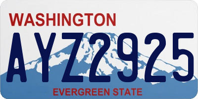 WA license plate AYZ2925