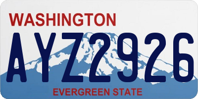 WA license plate AYZ2926