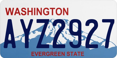 WA license plate AYZ2927