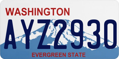 WA license plate AYZ2930