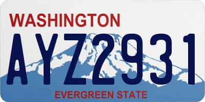 WA license plate AYZ2931