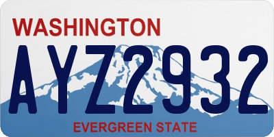 WA license plate AYZ2932