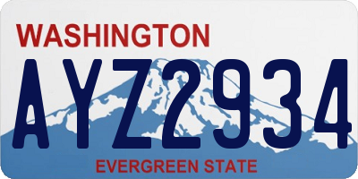 WA license plate AYZ2934