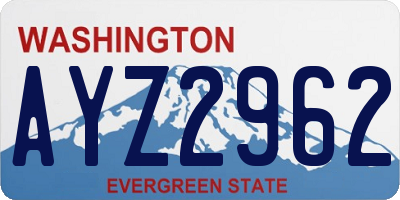 WA license plate AYZ2962