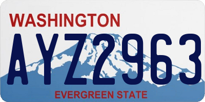 WA license plate AYZ2963