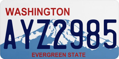 WA license plate AYZ2985