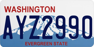 WA license plate AYZ2990