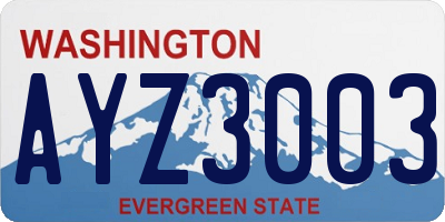 WA license plate AYZ3003