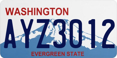 WA license plate AYZ3012