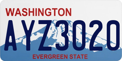 WA license plate AYZ3020