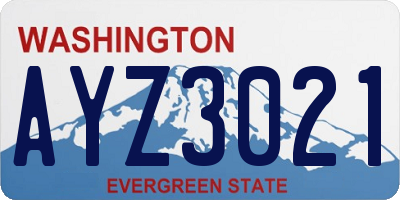 WA license plate AYZ3021