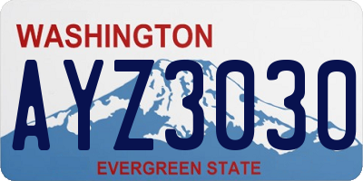 WA license plate AYZ3030