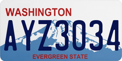 WA license plate AYZ3034