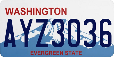 WA license plate AYZ3036