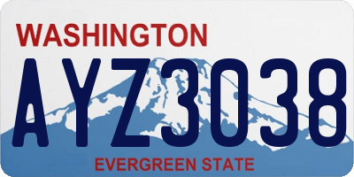 WA license plate AYZ3038