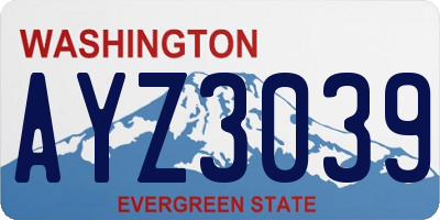 WA license plate AYZ3039