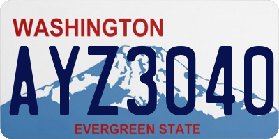 WA license plate AYZ3040