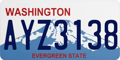 WA license plate AYZ3138