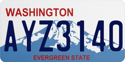 WA license plate AYZ3140