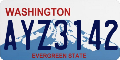 WA license plate AYZ3142