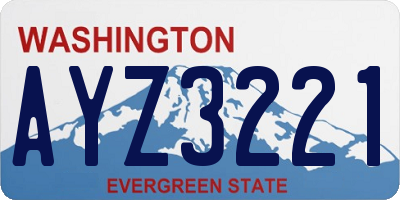 WA license plate AYZ3221