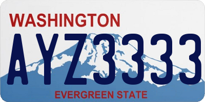 WA license plate AYZ3333