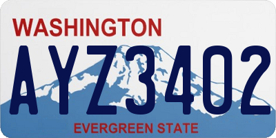 WA license plate AYZ3402