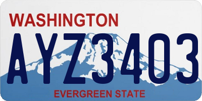 WA license plate AYZ3403