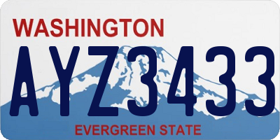 WA license plate AYZ3433