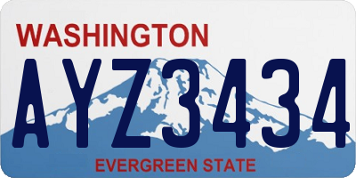 WA license plate AYZ3434