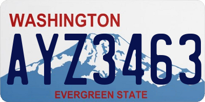 WA license plate AYZ3463