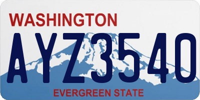 WA license plate AYZ3540