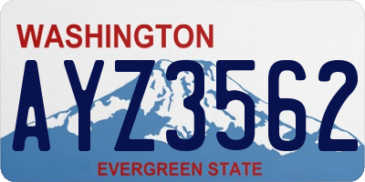 WA license plate AYZ3562