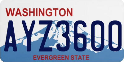 WA license plate AYZ3600