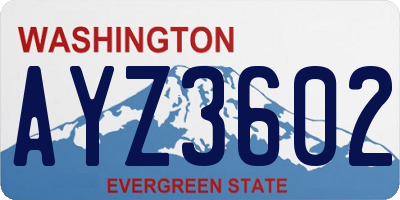 WA license plate AYZ3602