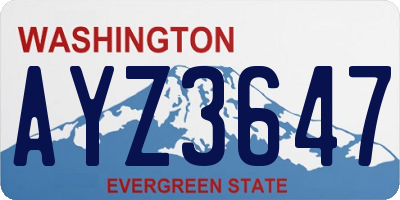 WA license plate AYZ3647