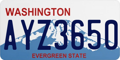 WA license plate AYZ3650