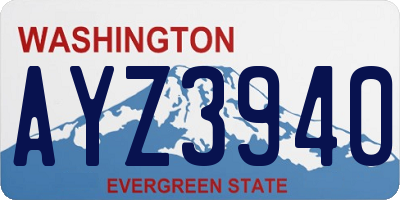 WA license plate AYZ3940