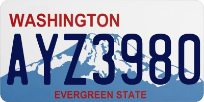WA license plate AYZ3980