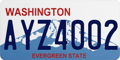 WA license plate AYZ4002