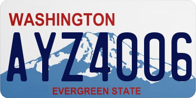 WA license plate AYZ4006