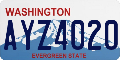 WA license plate AYZ4020