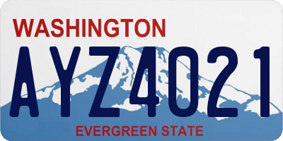 WA license plate AYZ4021