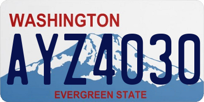 WA license plate AYZ4030